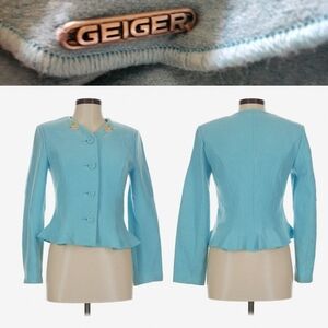Vintage GEIGER Austria Wool Felted Jacket Blazer Coat Women's 38 M Embroidered